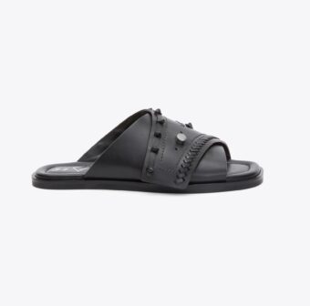 Crossover Slide Sandal with Leather Craft