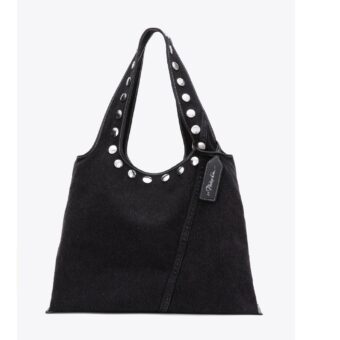 Denim Market Tote with Studs