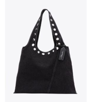 Denim Market Tote with Studs