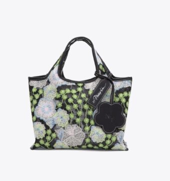 Floral Embroidery Mini Market Tote