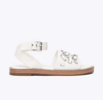 Nadine Ankle Wrap Sandal with Gem Embroidery
