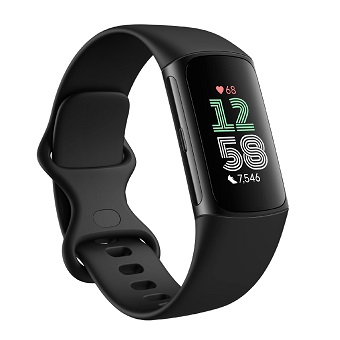 Fitbit Charge 6 Fitness Tracker with Google apps, Heart Rate on Exercise Equipment, 6-Months Premium Membership Included, GPS, Health Tools and More, Obsidian/Black, One Size (S & L Bands Included)